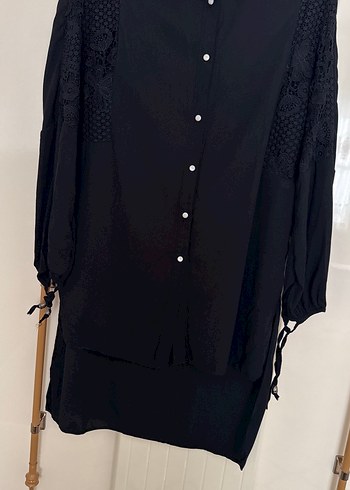 Siyah Düğmeli Uzun Kollu tunik s- m uyumlu - Görsel 2