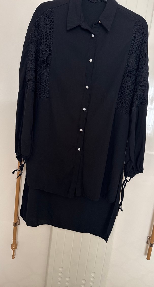 Siyah Düğmeli Uzun Kollu tunik s- m uyumlu - Görsel 2