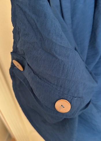 Kadın Mavi Uzun Kollu Düğmeli Tunik marka tofisa - Görsel 3