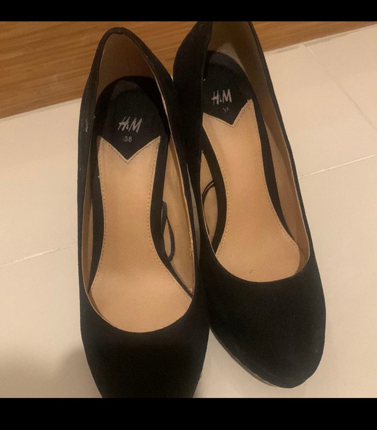 Siyah Süet Stiletto Platform Topuklu Ayakkabı - Görsel 3