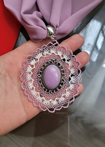Beden pembe Renk igne oyası İşlemeli Pembe Bohem Kadın fular