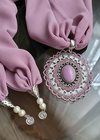 Diğer igne oyası İşlemeli Pembe Bohem Kadın fular