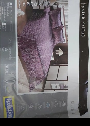 İstikbal Gri Mor Baskılı Yatak Örtüsü
