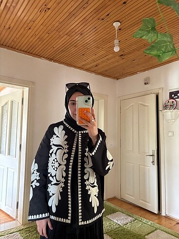 Diğer Dokuma siyah beyaz etnik ceket