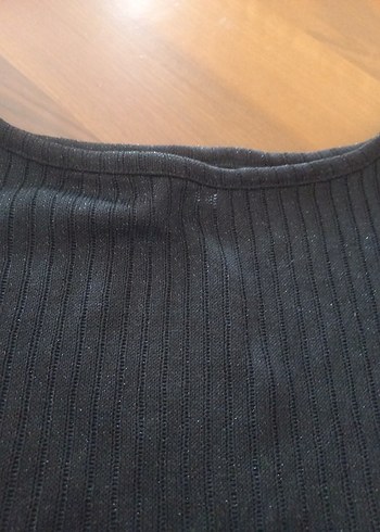 s Beden Siyah Kadın crop Bluz