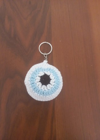 Örgü Bohem Mavi nazar boncuğu Anahtarlık - Görsel 2