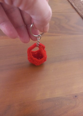 Kırmızı Örgü Bohem çanta Anahtarlık - Görsel 3