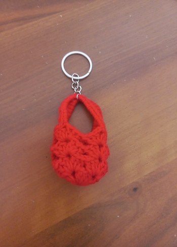 Kırmızı Örgü Bohem çanta Anahtarlık - Görsel 2