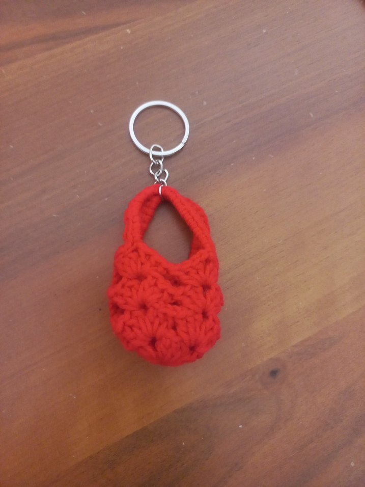 Kırmızı Örgü Bohem çanta Anahtarlık - Görsel 2