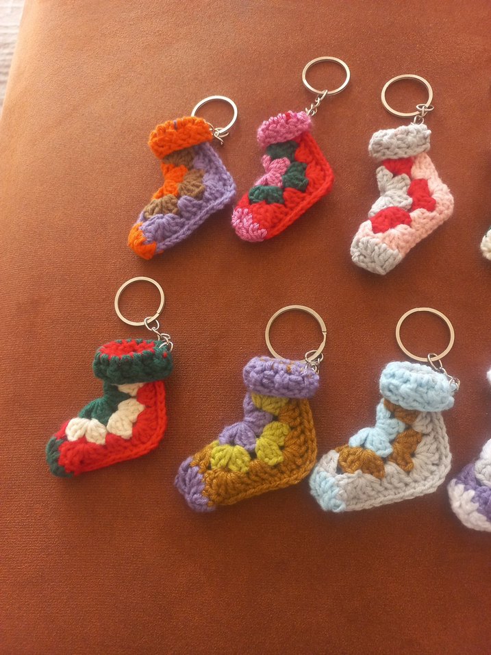 Örgü otantik çorap anahtarlık - Görsel 3