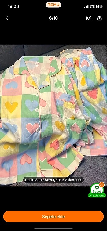 Uzun kollu renkli kadın pijama takımı