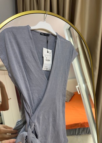 Zara Gri Keten V Yaka Kolsuz Mini Yelek