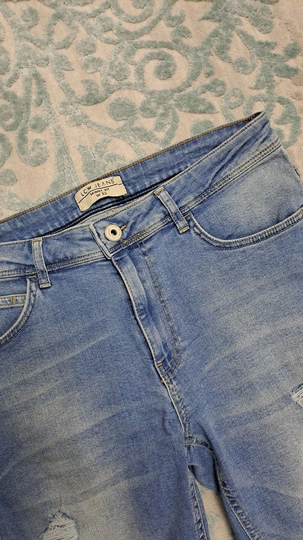 Erkek Mavi Kot Şort Loose Fit - Görsel 2