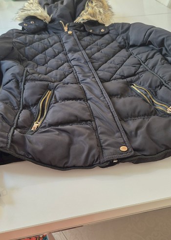 Bershka Kadın Siyah Kapüşonlu S beden Bershka Kışlık Mont