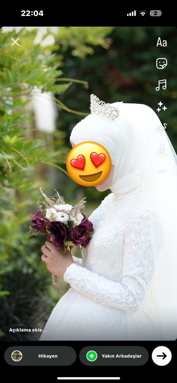 Yüksek Yakalı Uzun Kollu Prenses Gelinlik - Görsel 2