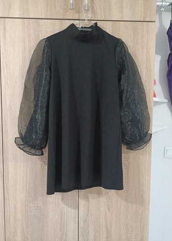 Uzun Kolları Fırfırlı Siyah Gotik Bluz