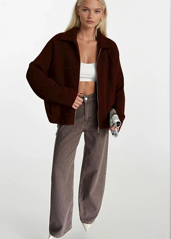 Düz Bordo Kadın Midi Ceket - Görsel 2