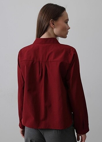 Bordo gömlek - Görsel 3