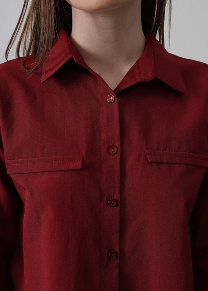 Bordo gömlek - Görsel 2