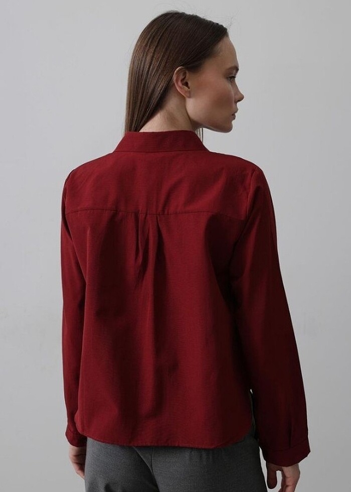 Bordo gömlek - Görsel 3