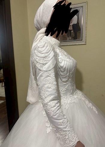 Vintage Uzun Kollu Prenses Gelinlik - Görsel 2