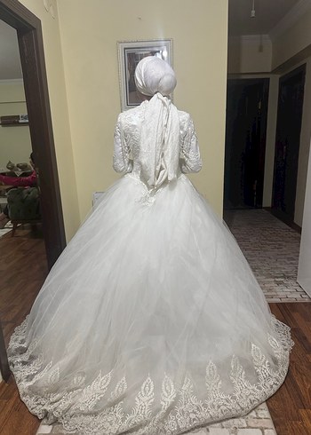 Vintage Uzun Kollu Prenses Gelinlik - Görsel 3