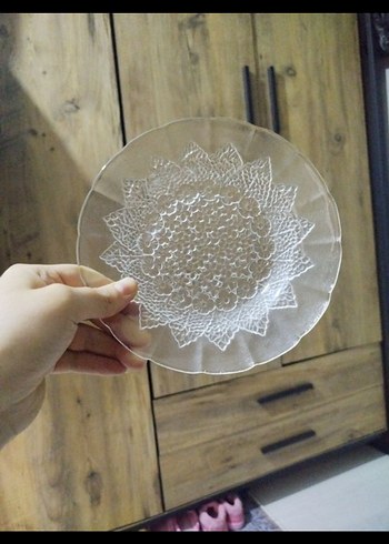 Gri Soyut Desenli Cam Tabak - Görsel 2