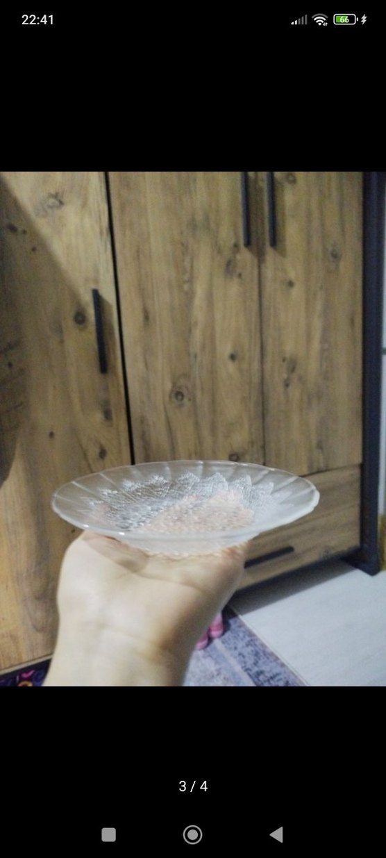 Gri Soyut Desenli Cam Tabak - Görsel 3