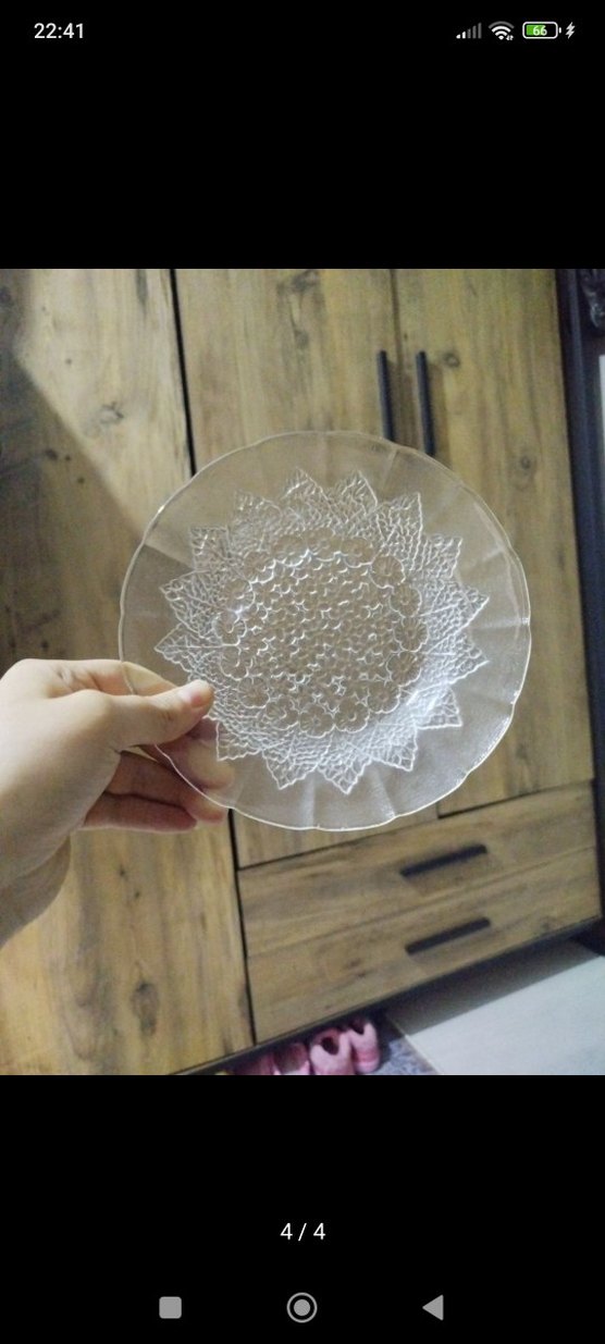 Gri Soyut Desenli Cam Tabak - Görsel 2