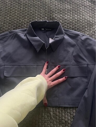 l Beden yeşil Renk Zara crop gömlek