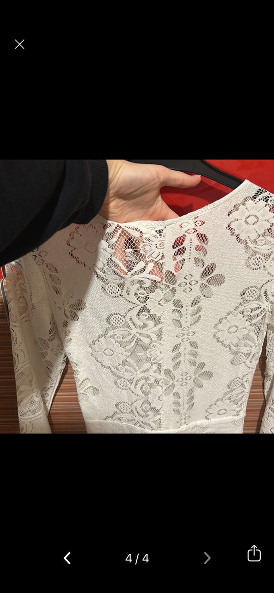 Koton Dantel İşlemeli Beyaz Bohem Uzun Elbise - Görsel 3