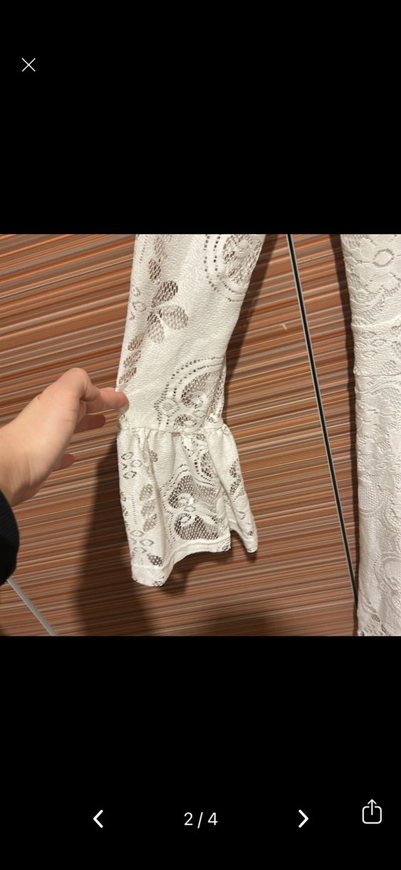 Koton Dantel İşlemeli Beyaz Bohem Uzun Elbise - Görsel 2