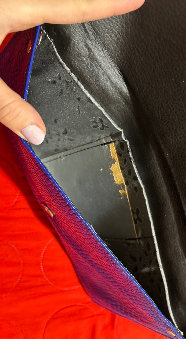 Lacivert Yılan Desenli Deri Kadın Portföy Çanta - Görsel 3