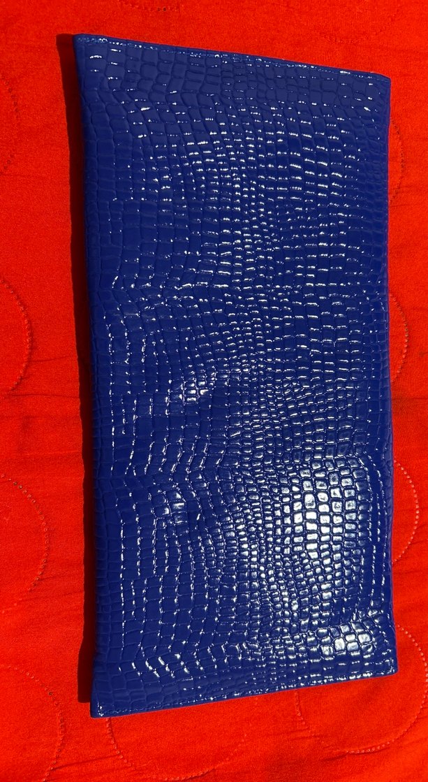 Lacivert Yılan Desenli Deri Kadın Portföy Çanta - Görsel 2