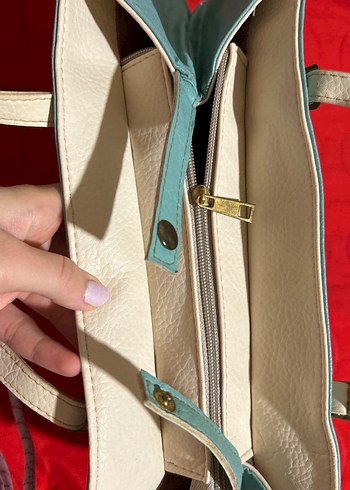 Su yeşili Deri Nakışlı Bohem Kadın Çanta - Görsel 3