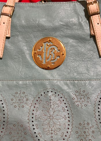 Su yeşili Deri Nakışlı Bohem Kadın Çanta - Görsel 2