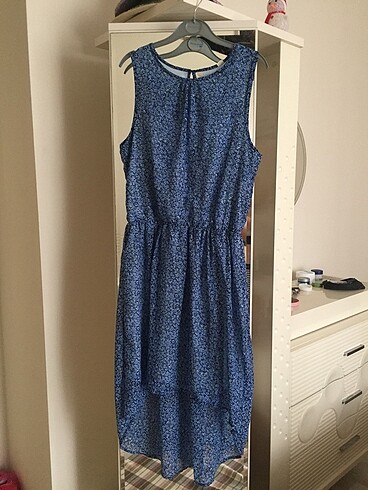 H&M mavi çiçekli elbise