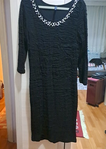 Uzun Kollu Siyah Piliseli Triko Elbise - Görsel 3