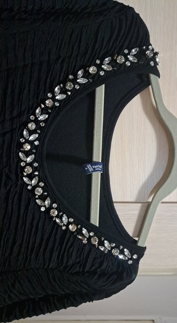 Uzun Kollu Siyah Piliseli Triko Elbise - Görsel 2