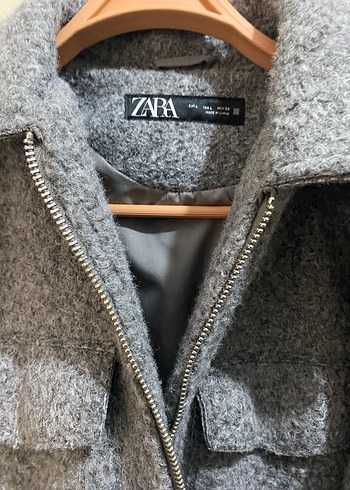 l Beden gri Renk Zara Gri Crop Kaşe Kaban