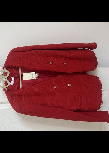 Düğmeli Kırmızı Mini Kadın Blazer