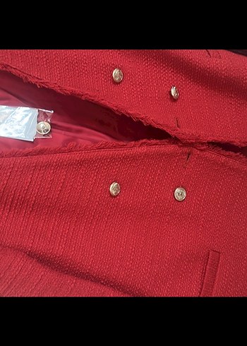s Beden Düğmeli Kırmızı Mini Kadın Blazer