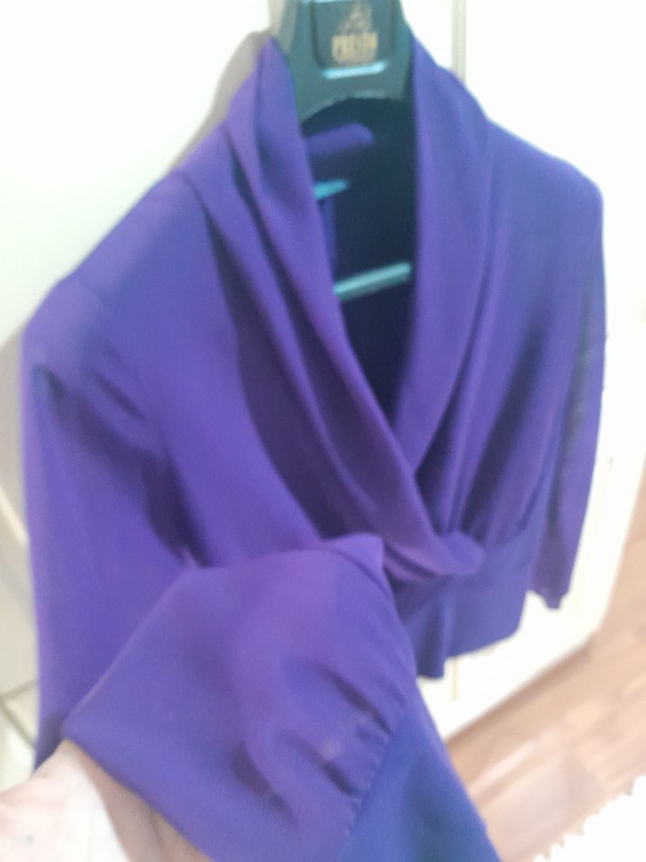 Mor V Yakalı Drapeli Kadın Bluz Marka Temsili - Görsel 3