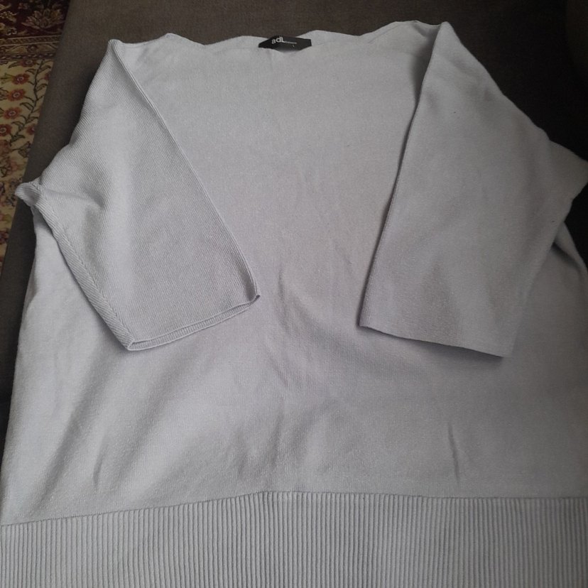 Gri Keten Kadın Kısa Kollu Sweatshirt - Görsel 3