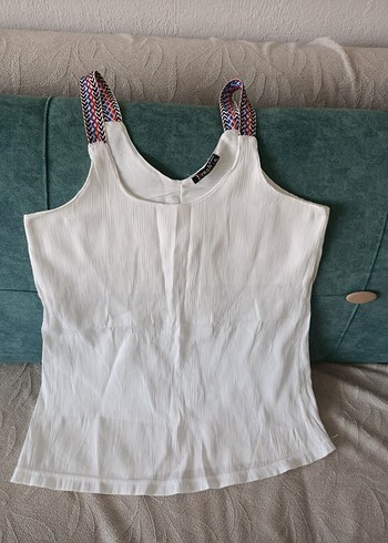 Beyaz Mini Halter Yaka Kadın Atlet