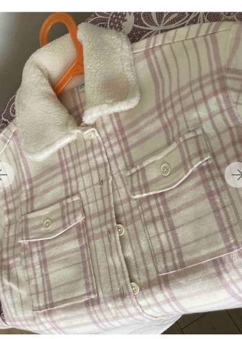 Kız Çocuk Bej Ekose Düğmeli ceket - Görsel 2