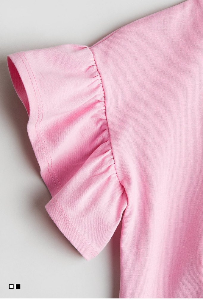 Kız Çocuk Pembe Fırfırlı Kısa Kollu Tişört - Görsel 2