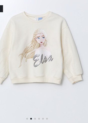 Kız Çocuk Elsa Baskılı Beyaz Sweatshirt ve Siyah Eşofman - Görsel 2