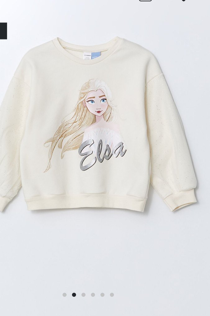 Kız Çocuk Elsa Baskılı Beyaz Sweatshirt ve Siyah Eşofman - Görsel 2