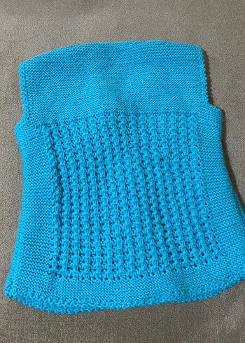 Kız Çocuk Turkuaz Bohem Örgü Yelek - Görsel 2